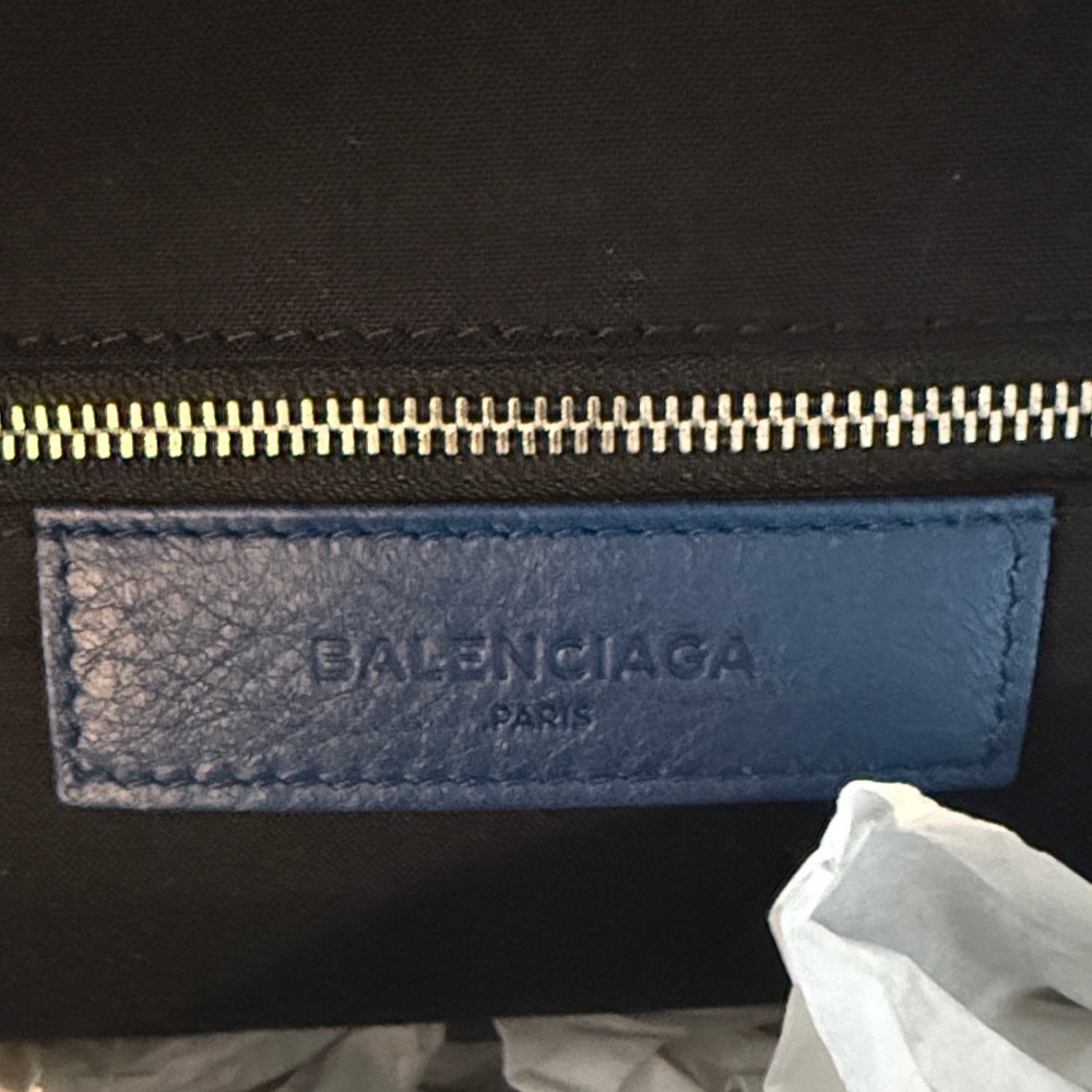 New Balenciaga Blue Lambskin Leather City Backpack - Picture 9 of 15